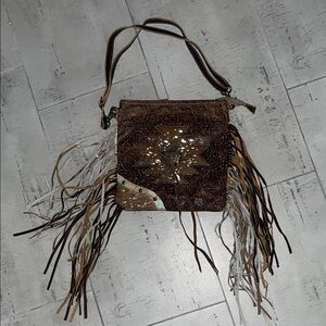 Bohemian Brown Crossbody Bag with Fringe